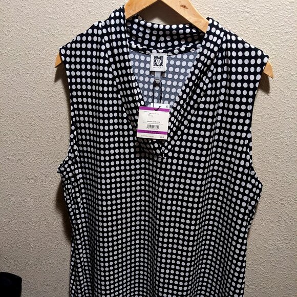 Anne Klein Pleated V Neck - Picture 1 of 2